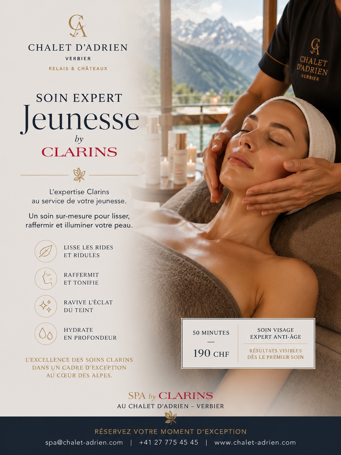 Soin expert jeunesse au Spa Clarins Verbier